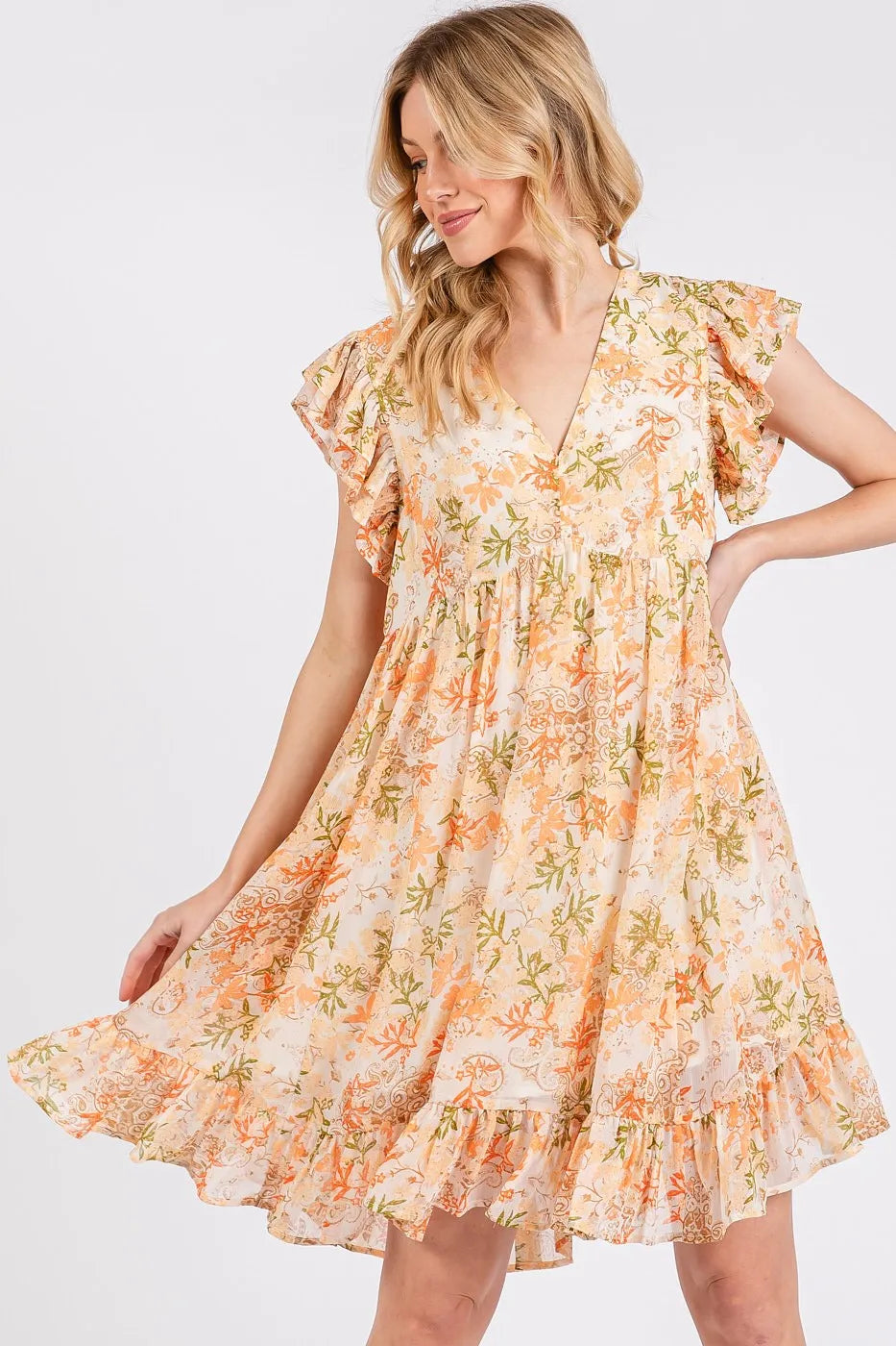 Mittoshop Mini Dress Orange Floral Chiffon Ruffle Short Sleeve 76b0b3ccc0c14ad59b9e23eaf0a3a196-Max-Origin Trendsi