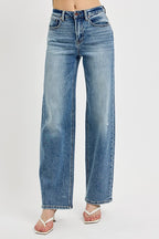 Women's Denim Jeans Medium Washed RISEN USA Distressed Wide Leg Denim Pants 76ce3cea-7401-464c-8670-b213d2a13e25-Max Trendsi