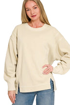 Zenana Pigment Dye Fleece Sweatshirt with Exposed Seams