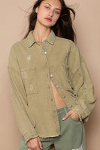 POL Shacket Raw Hem Distressed Mocha Herb Pocketed Long Sleeve Mocha Herb 7718013c-219b-4886-837f-05dec95c6886-Max Trendsi