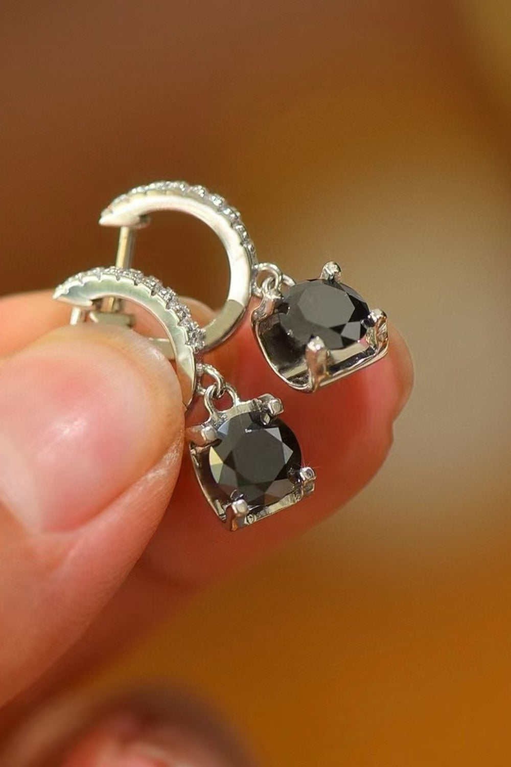 Drop Earrings 2 Carat Moissanite Black Stone Square 925 Sterling Silver Jewelry