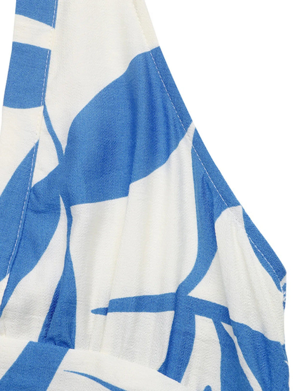 Midi Dress Blue Leaf Print Halter Neck Back Tied Backless Smocked 7745eafe-f860-4a99-b4b2-ee15698a2e58-Max-Origin Trendsi