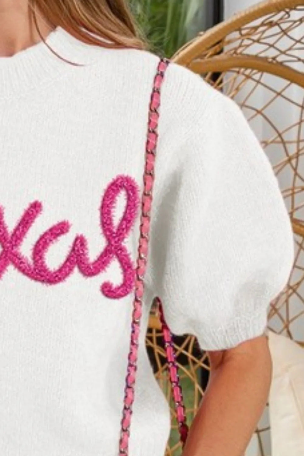 BiBi Ivory Hairy Sweater Texas Metallic Letter Embroidered Short Puff Sleeve 777d3bbc-1a9a-4a84-9d52-3d29c3b52952-Max-Origin Trendsi