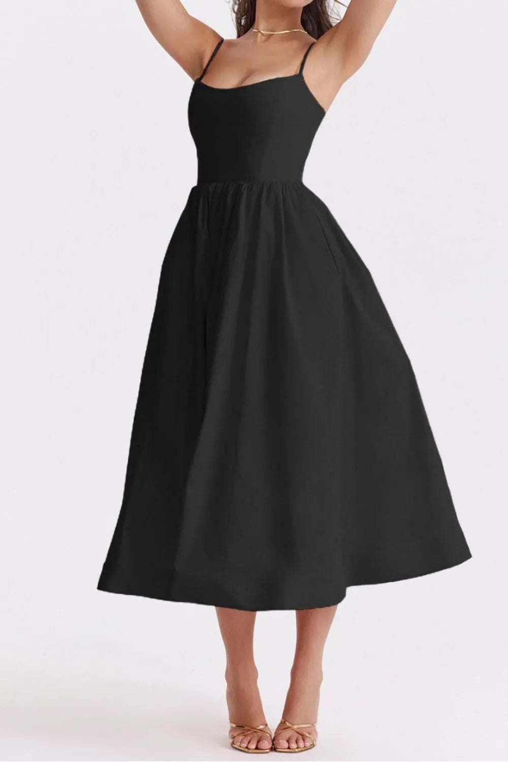 Floral Midi Dress Spaghetti Strap Ruched Zipper High Waisted 7784a4d7-6bde-4465-b1ca-c1f69ddec5f7-Max-Origin Trendsi