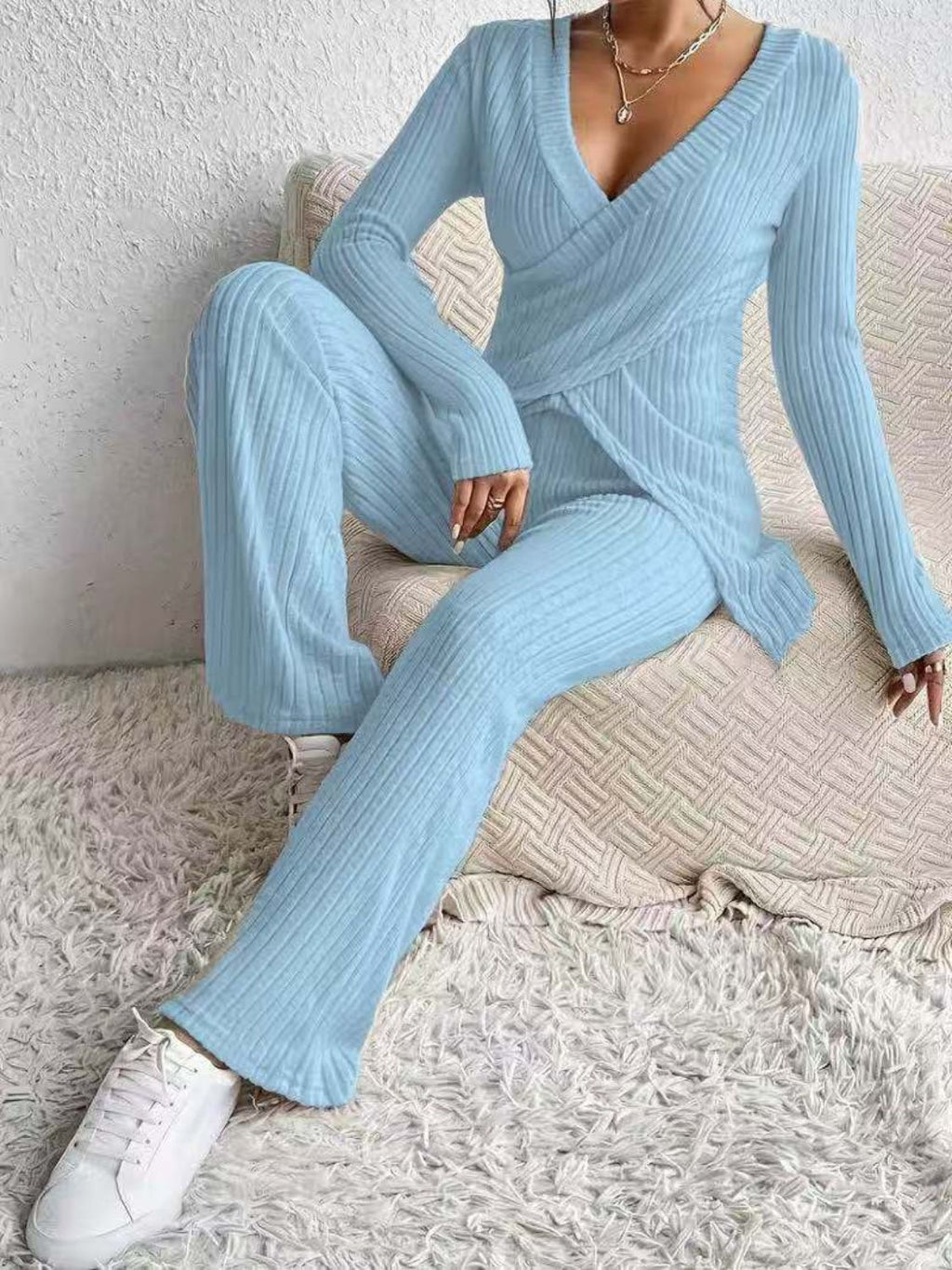 Women's Outfit Set Crisscross Surplice Top Long Sleeve and Pants Sets 7791c17e-ce0f-4ed4-95ad-9f918857e06a-Max Trendsi