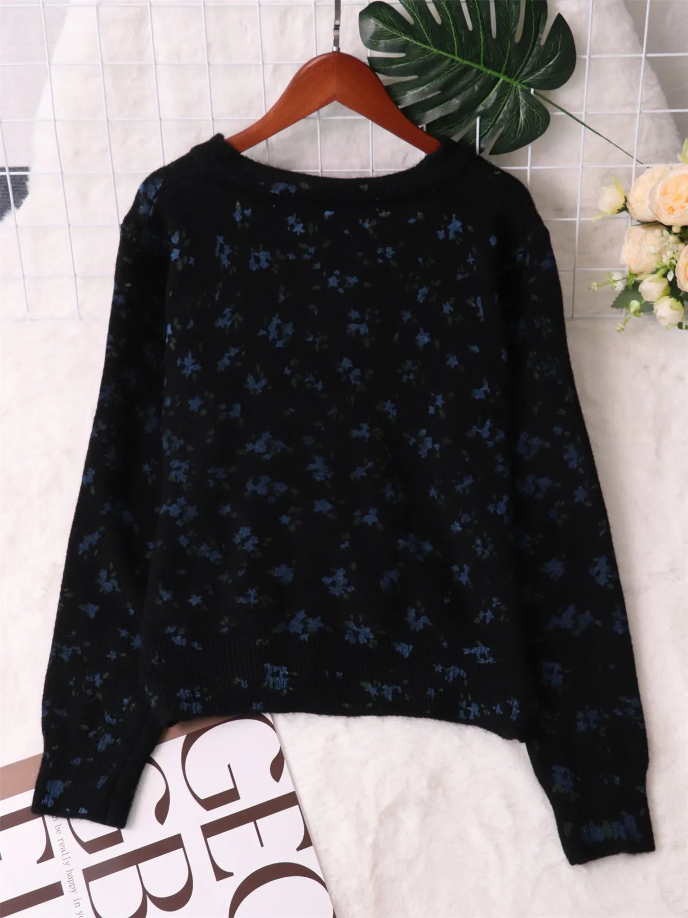 Women's Cardigan Floral Button-Up Long Sleeve Knit Round Neck 77bb89b5a11e456e8e90da7103ceab58-Max-Origin Trendsi