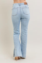 Judy Blue Jeans Tummy Control Light Wash Side Slit Slim Boot Denim Pants 77c469be-e409-4f3c-99a9-846a9abafd4f-Max Trendsi