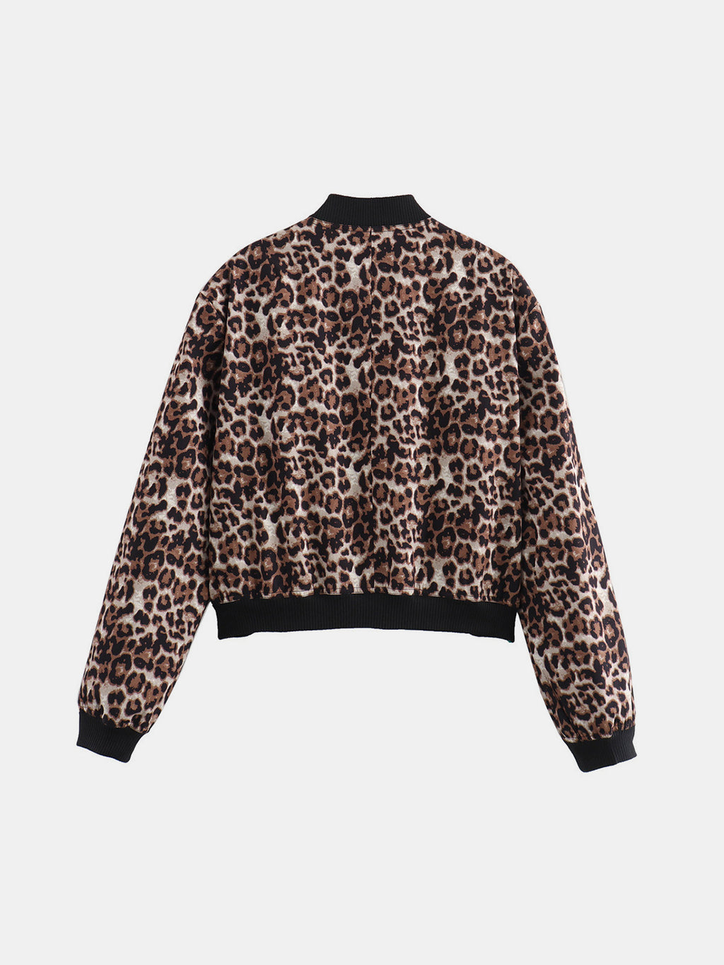 Leopard Cropped Women Jacket Baseball Collar Pocketed Snap Long Sleeve 77ceeed0-f74e-4728-90f4-0222a18f8afa-Max Trendsi