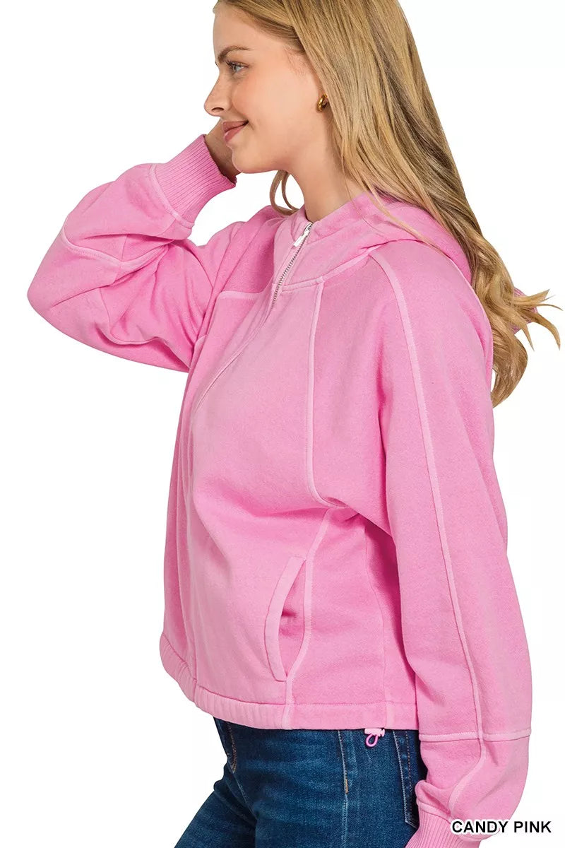 Zenana Womens Fleece Hoodie Candy pink Pigment Dye Zip Up with Pockets 7800cfd4c3014cb2a13dd90c78798b01-Max-Origin Trendsi