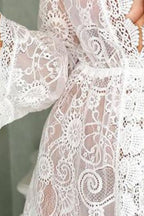 V-Neck Lace Cover-Up Dress Sheer Floral Long Sleeve Beach Summer Swimwear Cover 7803bd80-102a-4ab4-95bf-d4a2b7d4a1d5-Max Trendsi