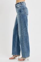 Women's Denim Jeans Medium Washed RISEN USA Distressed Wide Leg Denim Pants 78266669-f98d-4dfd-bf03-2bb464f3927c-Max Trendsi