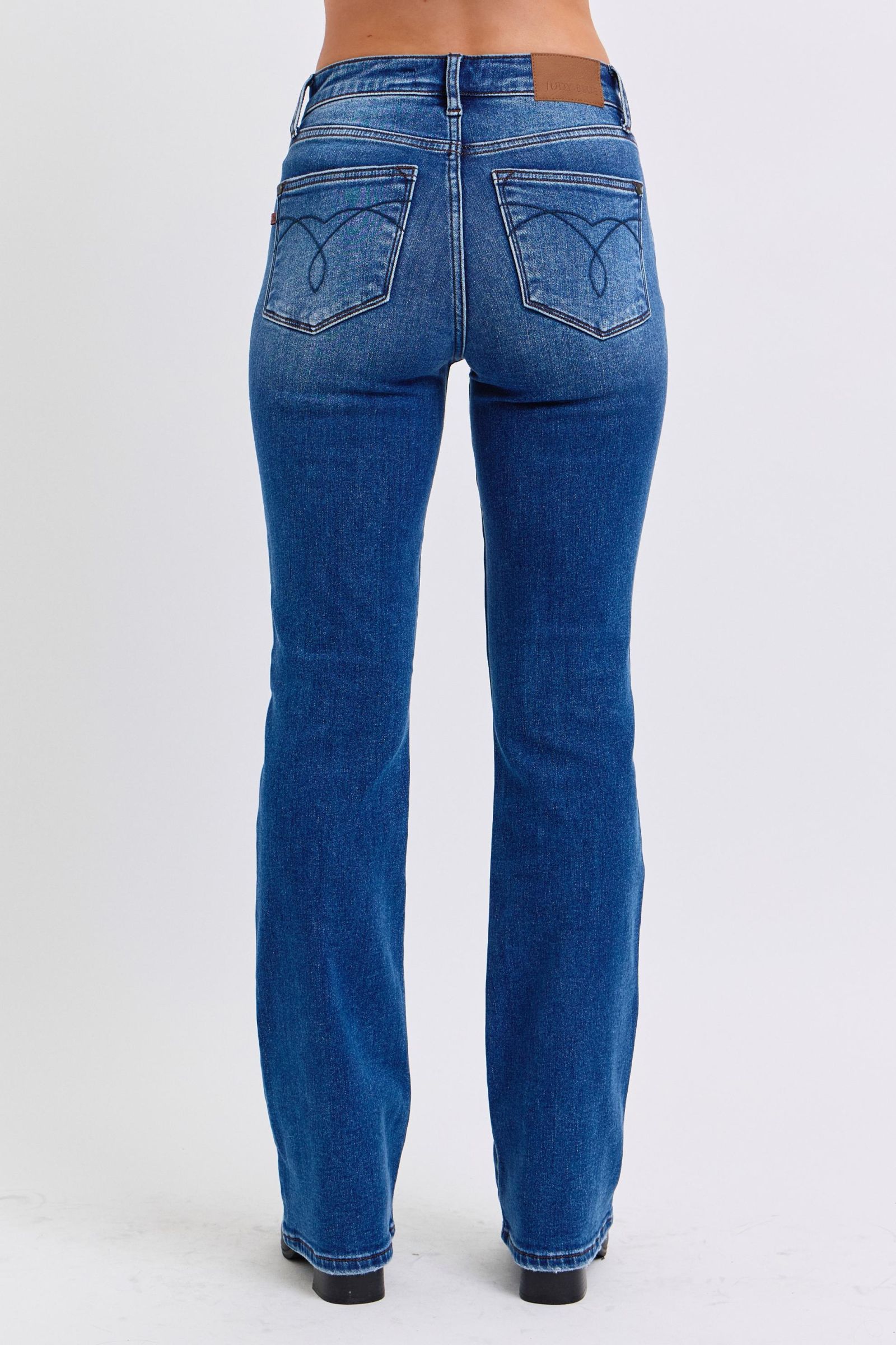 Judy Blue USA Women Bootcut Jeans Run Mid-Rise Denim with Thermal Lining