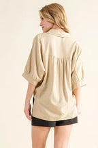 And The Why Oversized Shirt Collared Buttoned Short Sleeve Top 7858fb347ee64cb196d84a63ff70a8eb-Max-Origin Trendsi