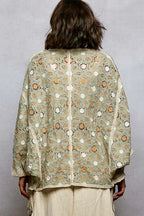 POL Crochet Cardigan Sage Green Multi Open Front Floral Pattern 78762f33-7c5c-494b-bd6d-5f8543e4a96a-Max-Origin Trendsi