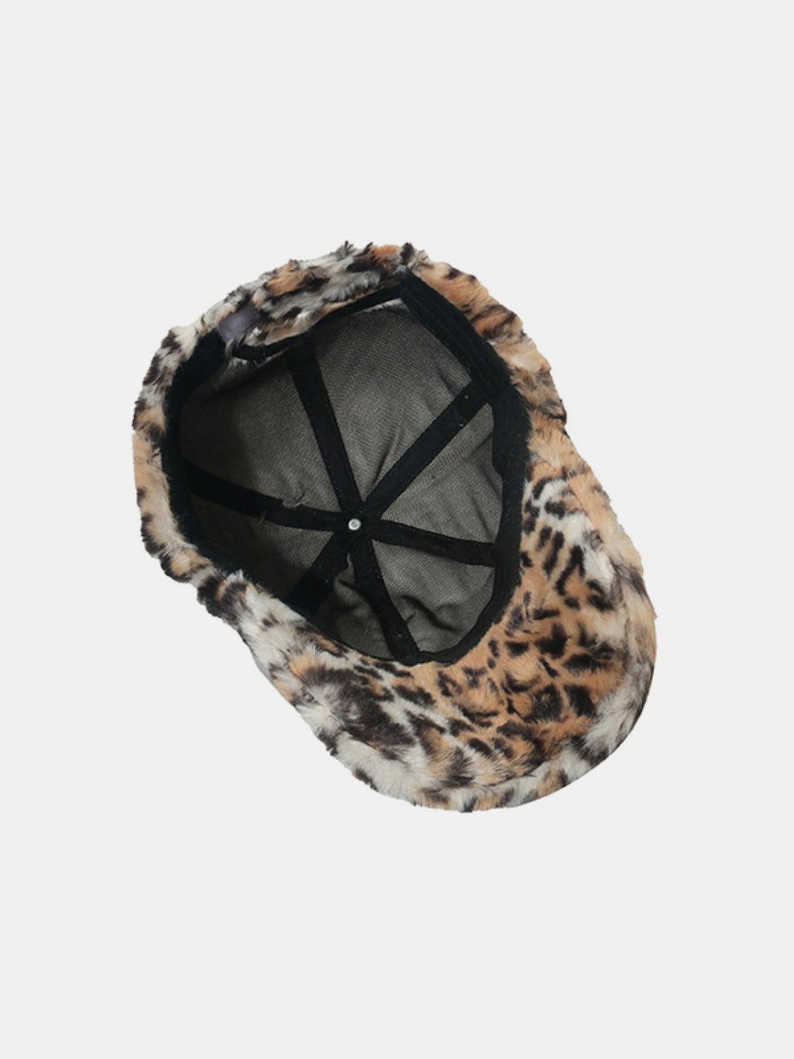 Fuzzy Baseball Cap Leopard Soft Acrylic