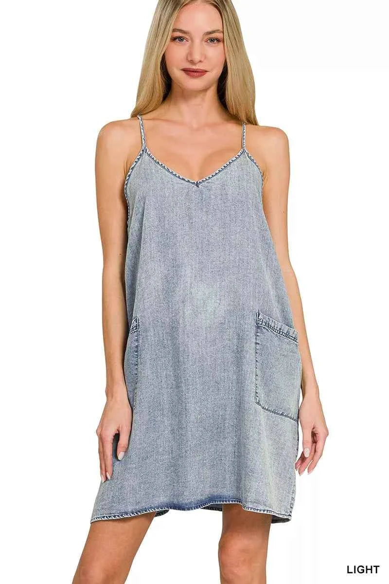 Zenana Enzyme Stone Washed Lyocell Mini Dress 787f5042c0974796aac3150e37080a02-Max-Origin Trendsi