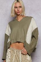 POL Cropped Knit Top Olive Mix Thermal Floral Pattern Quilted Raw Edge Blouse OLIVE 78909f2e-456b-4e5a-b5c2-e51f4cf1a603-Max-Origin Trendsi