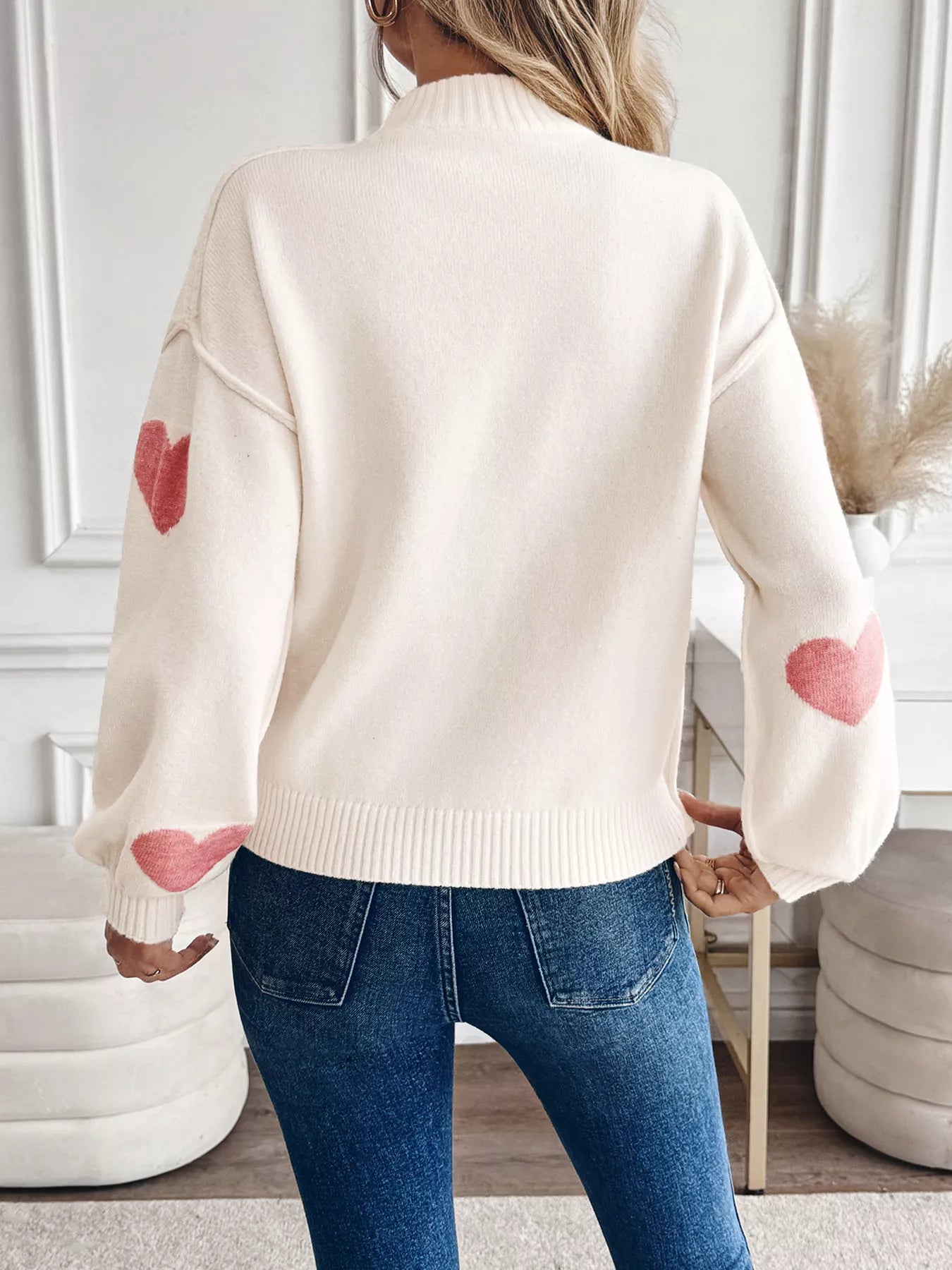 Women's Sweater Heart Mock Neck Long Sleeve Soft Knit Pullover 78a3905fe0f446659fa77d1f747d15ff-Max-Origin Trendsi
