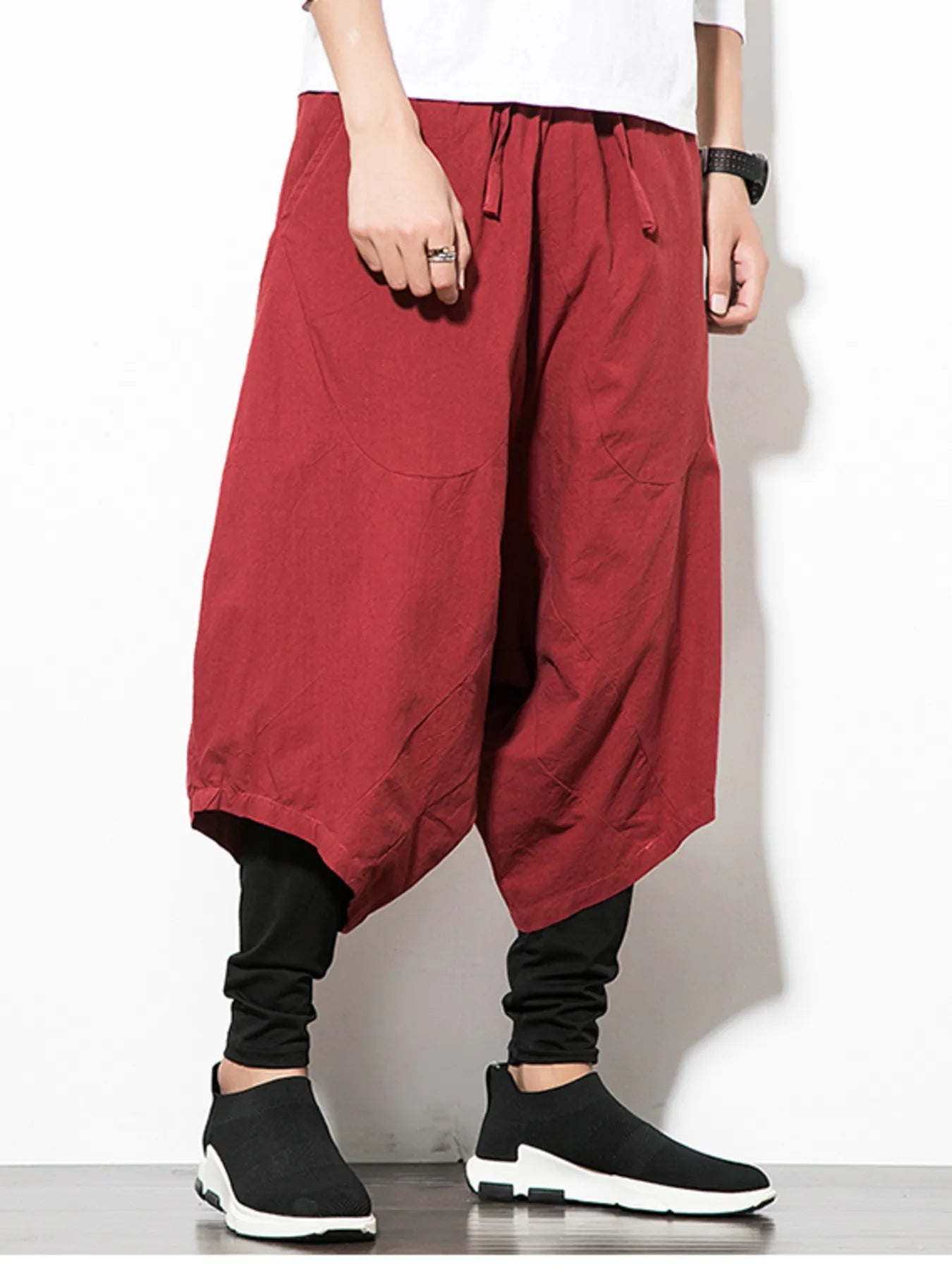 Men's Wide Leg Pants Drop Crotch with Drawstring Wasit Casual Oversized 78df2a267ec64f5ea98eeb2b1ea1ea2b-Max-Origin Trendsi