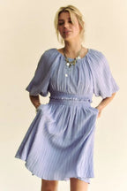 Davi & Dani Mini Dress Lavender Ruffle Puff Sleeve with Back Button 79476a66141e40c790ad2142eaab96e6-Max-Origin Trendsi