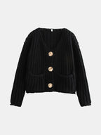 Buttoned Cardigan Women Front Pockets Single Breasted 79510ae7-8383-4f3a-accb-859a92751b96-Max Trendsi