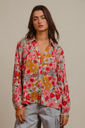 BiBi Women's Shirt Rose Floral Printed Smocked Long Sleeve Top ROSE 795ae4c509ee48528ce08dab53f93e32-Max-Origin Trendsi