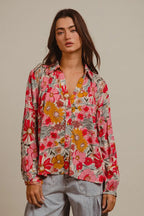 BiBi Women's Shirt Rose Floral Printed Smocked Long Sleeve Top ROSE 795ae4c509ee48528ce08dab53f93e32-Max-Origin Trendsi