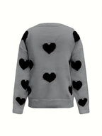 Sweater Heart Valentine’s Day Round Neck Long Sleeve Women White Pullover 795d9032-80a5-4766-9eea-368d17a44cc2-Max Trendsi