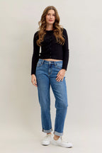 Judy Blue Jeans Mid Rise Boyfriend Classic Cuffed Plus Sizes Women's Denim 799049c244ae4e25a5fb558d504d7f6b-Max-Origin Trendsi