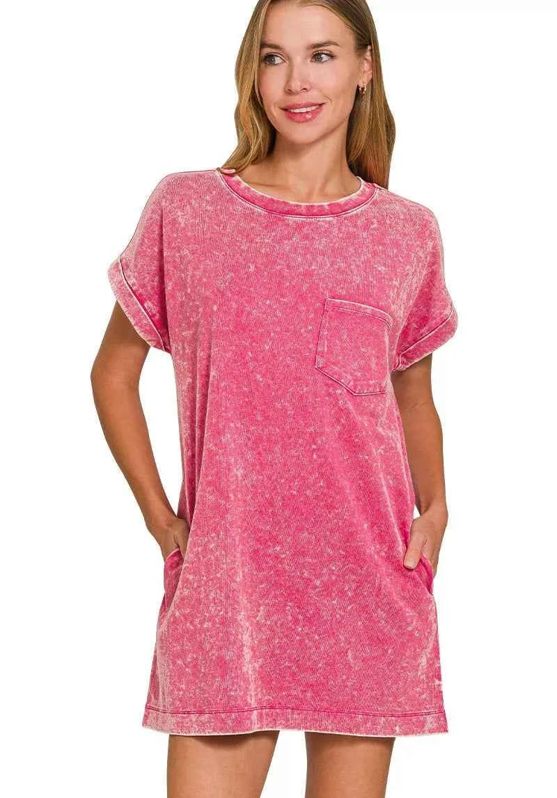 Zenana Premium Cotton Washed T-Shirt Dress ASH PINK 7994def527cc46cc973661acc9469aab-Max-Origin Trendsi