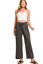Zenana Scuba Wide-Leg Drawstring Lounge Pants