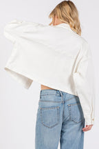 Bytos USA Denim Jacket white Cropped Women Cotton with Patch Pockets 799c471a-dca0-4ecf-8323-9ab00c5fc0b7-Max Trendsi