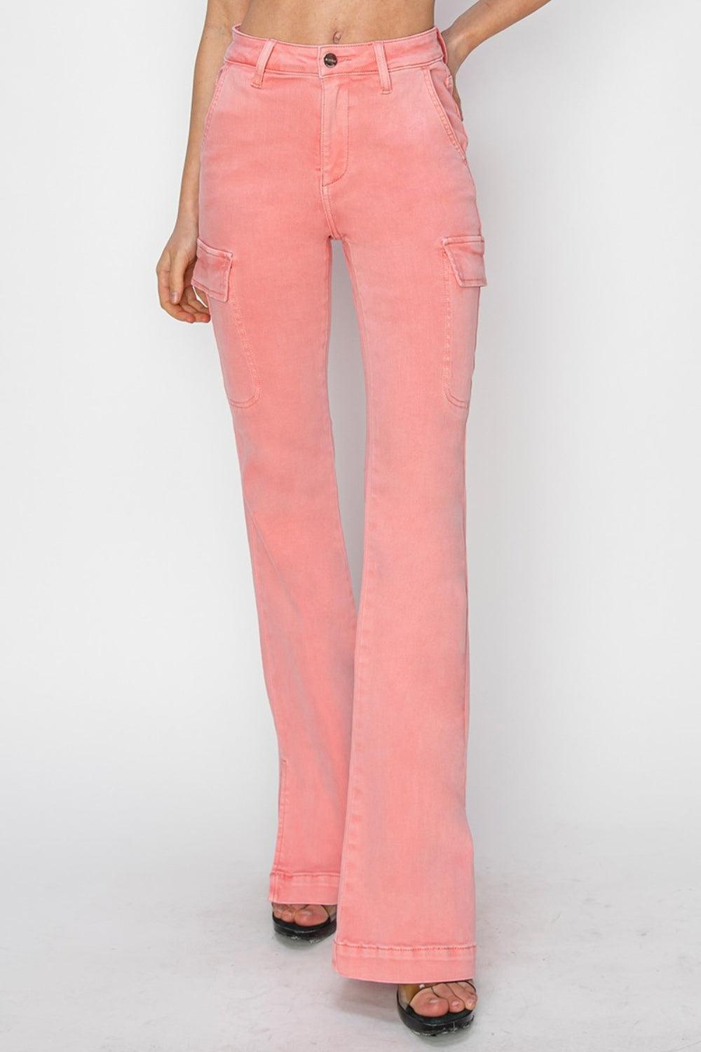 Cargo Bootcut Jeans Pink RISEN High Rise Side Slit Denim Pants 79a83562-46be-4fda-bd40-42a45d223312-Max Trendsi