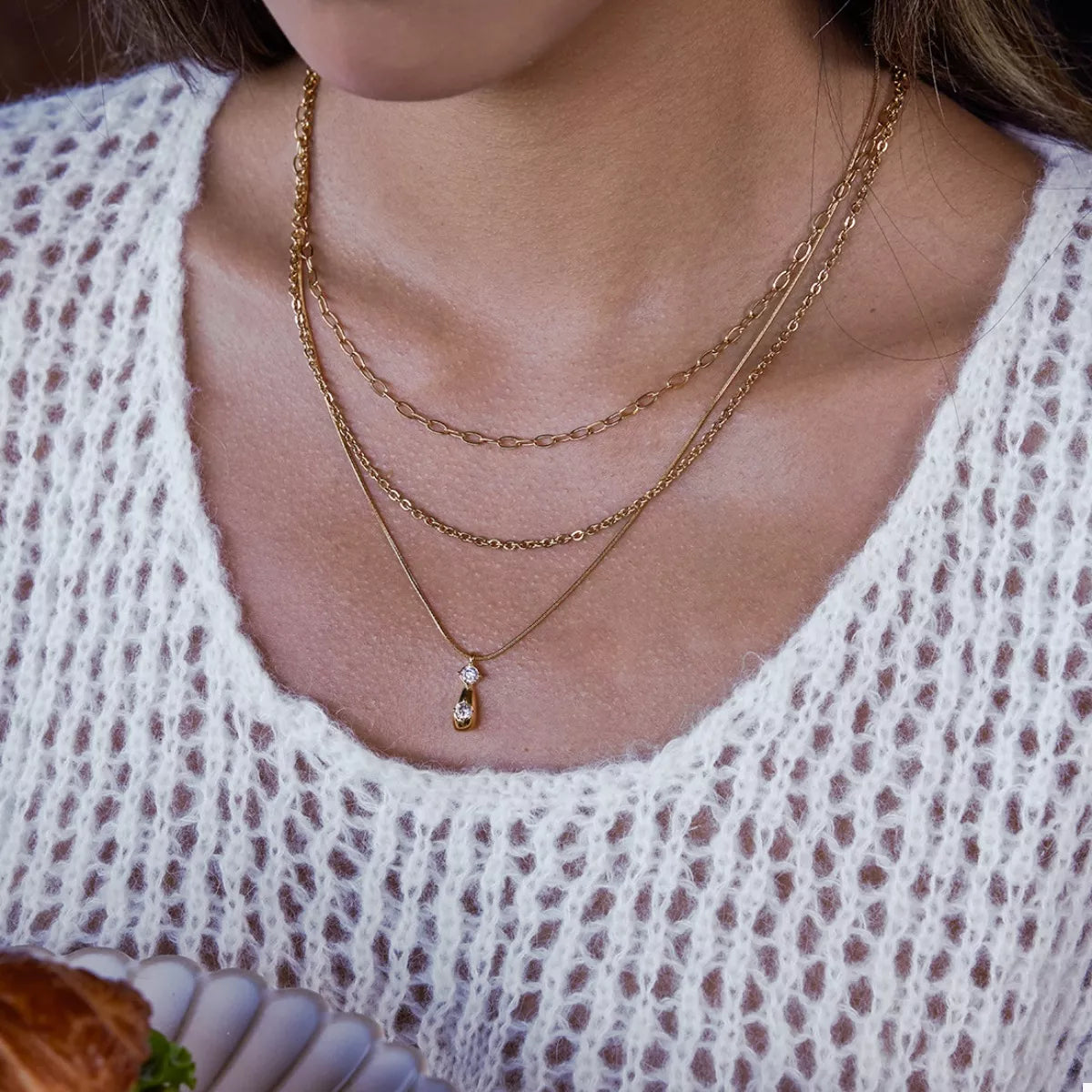 Womens Pendant Necklace 18K Gold-Plated and Zircon Three Layered Jewelry 79ba2c3b-a20d-41d8-ab85-52066cd97c89-Max-Origin Trendsi