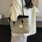 Casual Large Tote Bag Women's Fashionable Shoulder Bag Pu Leather Medium