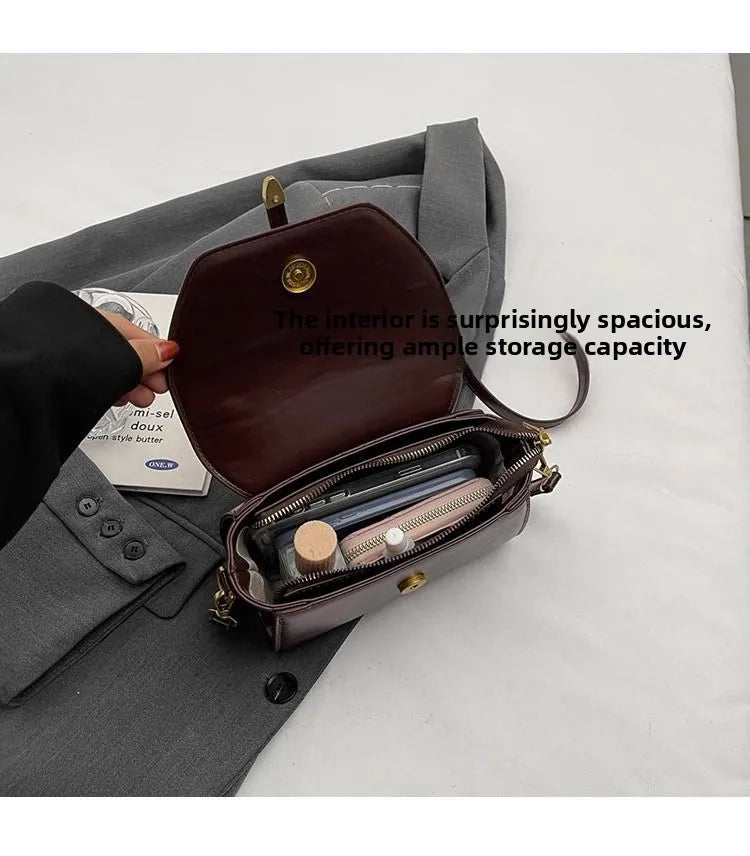 Women's Vintage Style Messenger Bag High Quality Soft Leather Flap Crossbody Bag