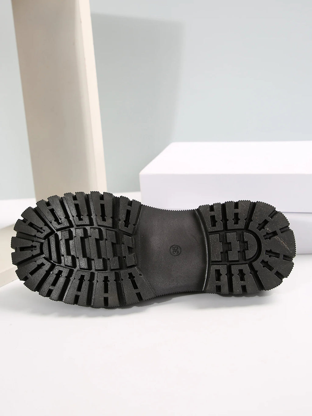Women’s Patent Leather Shoes Classic Chain Design Chunky Loafers with Mid Heels