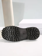 Women’s Patent Leather Shoes Classic Chain Design Chunky Loafers with Mid Heels