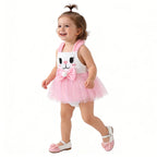 Baby Girl Easter Bunny Tutu Romper Cute 3D Rabbit Ear Infants Bodysuit + Fluffy Tulle Skirt One-Piece Newborns