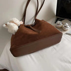 Women's Casual Shoulder Bag Buckle Drawstring Soft Matte Medium Handbags