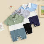 Newborn 0-18 Baby Jumpsuit Casual Color Blocking Shirt Cotton Comfortable For Boys