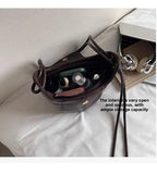 Fashion New Bucket Crossbody Bag Knot Strap Medium PU Leather Flap Shoulder Bag