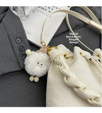 Women's Bucket Chunky Chain Strap Drawstring Mini Casual Crossbody Bag