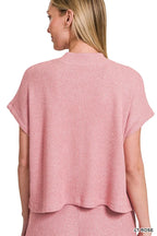 Zenana Sweater Set Light Rose Knit Boxy Top Short Sleeve & Long Pants 2 Pcs 7a1d01add7604d21aa59b3b15d34f828-Max-Origin Trendsi