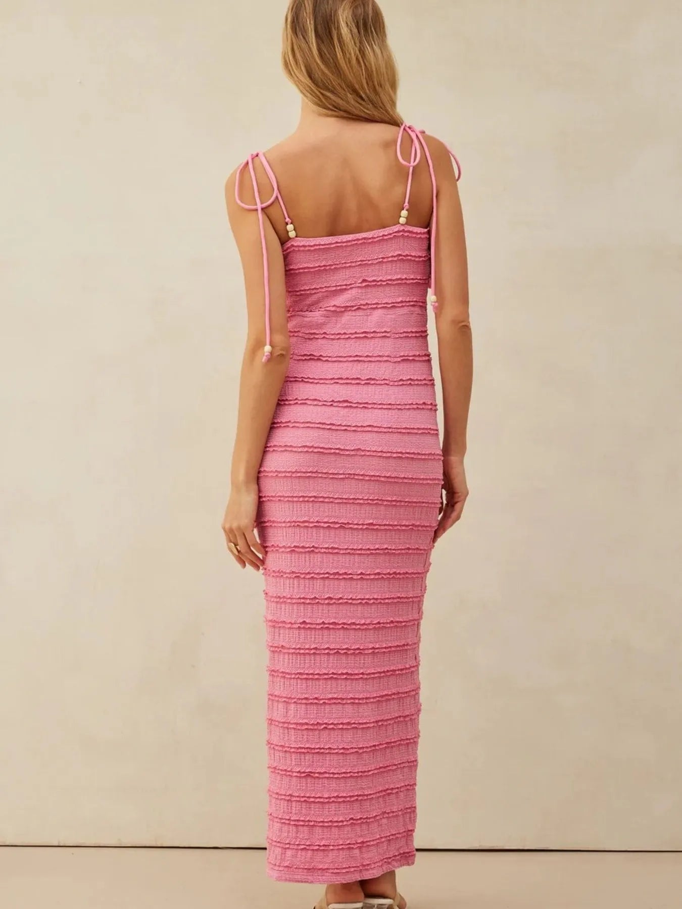 Maxi Dress Pink Frill Tie-Shoulder Beaded Straps Slimming Bodycon 7a2d8786-e607-45a7-a70e-2ec19928b0ed-Max-Origin Trendsi