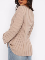 V-Neck Sweater Dropped Shoulder Long Sleeve One Size 7a3aae5c-42cd-489f-96da-02260f754d33-Max Trendsi