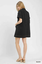 Umgee Shift Mini Dress Black Eyelet Cotton Short Sleeve with Pocket 7a3d84ee-152a-4f26-8c3e-2b1be3a63f5d-Max-Origin Trendsi