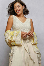 POL Crochet Cardigan Ivory Yellow Open Front with Granny Square Pattern 7a549954-cea0-4d54-bfff-34e14161f3a2-Max-Origin Trendsi