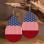 Earrings American USA Pattern Stars and Stripes PU Leather Teardrop 7a603c0a-842d-48db-bf68-4c7672723f40-Max Trendsi