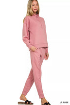 Zenana Jogger Set Light Rose Scuba Half Zip Pullover and Pants for Woman 7a677737f34d4a5c830f5e6ca789576a-Max-Origin Trendsi